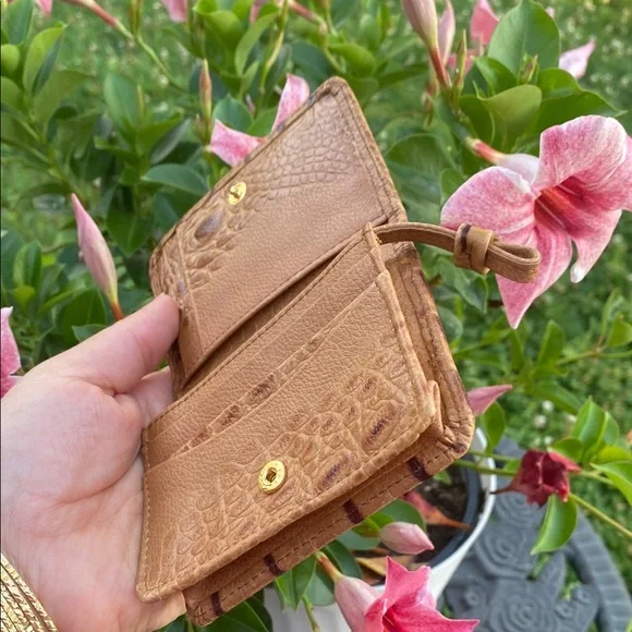 BRAHMIN MINI KEY COGNAC COLLODI MELBOURNE Genuine LEATHER BI FOLD MINI WALLET ID - Picture 6 of 12